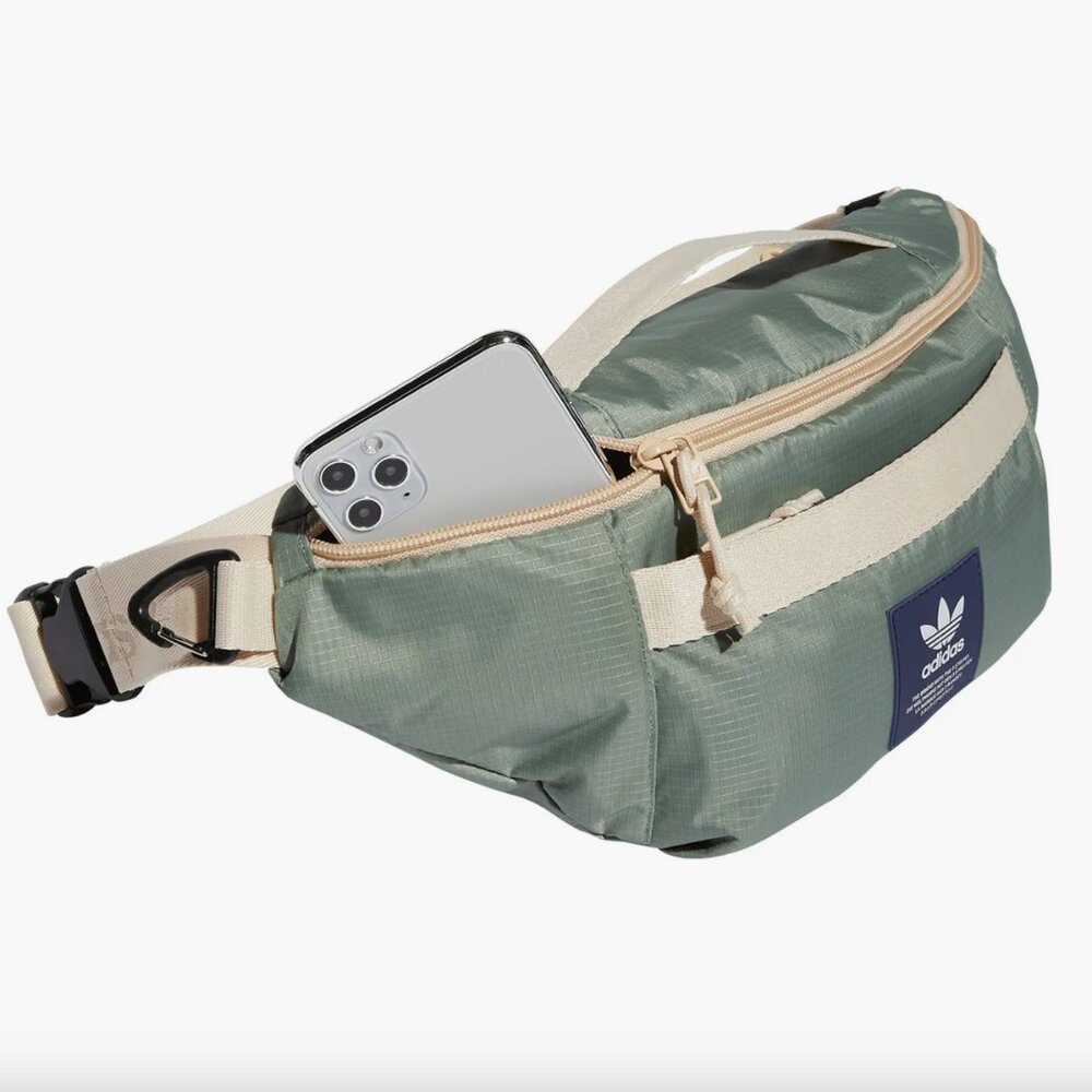 adidas Originals Sport Hip Pack 3.0 Waistpack in Silver Green/Sand Strata Beige